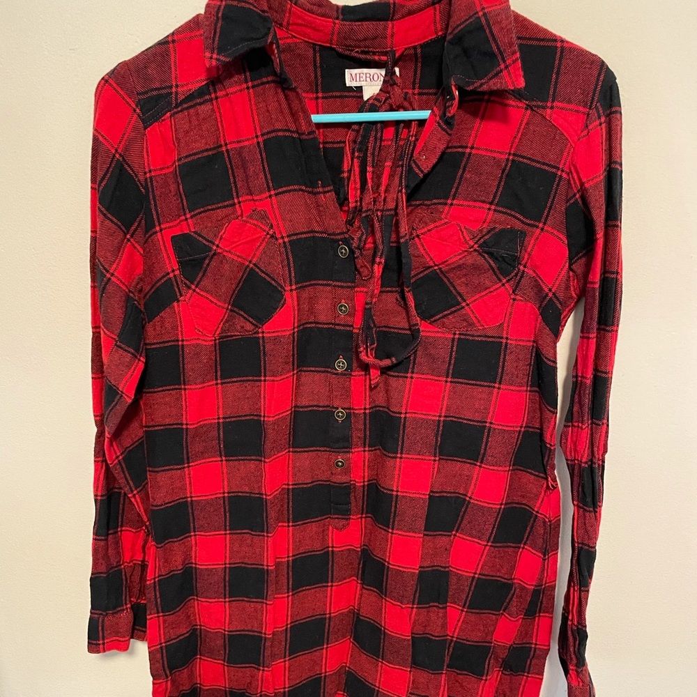 Merona Black & Red Checkered Flannel Dress